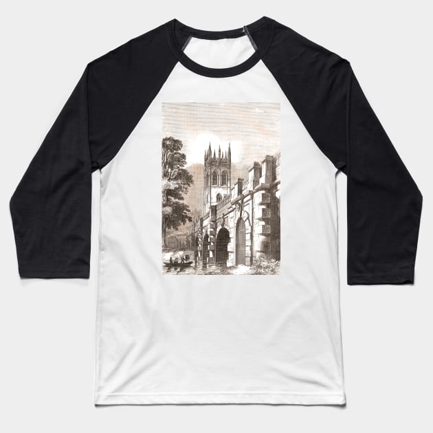 Punting on the River Cherwell, Magdalen Bridge, Oxford, England.  19th Century scene Baseball T-Shirt by artfromthepast